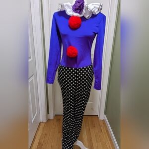 Clown Costume with Purple Top and Polka Dot Pants